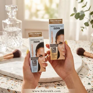 کرم ضد آفتاب ایزدین SPF 50 مدل Fusion Water؛ بدون رنگ و مناسب انواع پوست