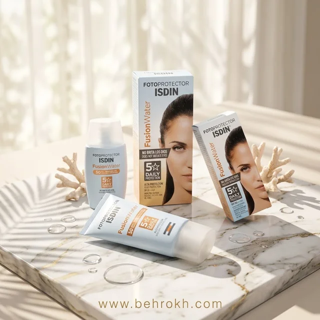 کرم ضد آفتاب بدون رنگ ایزدین مدل Fusion Water SPF 50؛ مناسب انواع پوست
